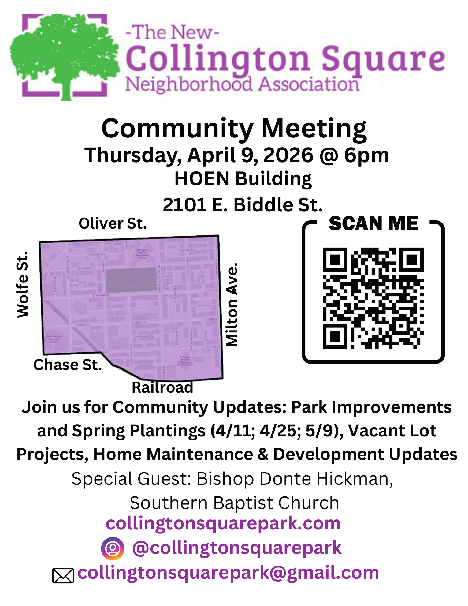 April 2026 community meeting flyer