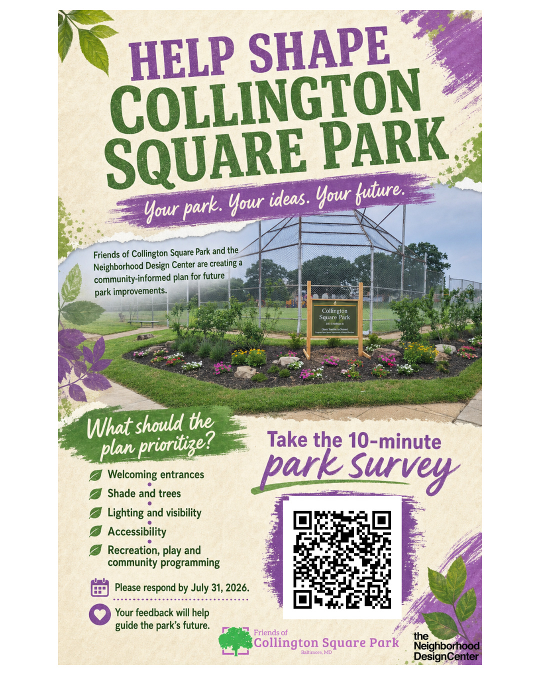 Collington Square Park survey flyer